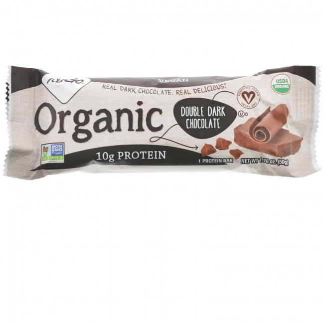 NuGo Nutrition, Органический двойной темный шоколад, 12 органических белковых батончиков, 1,76 унции (50 г) каждый NuGo Nutrition, Органический двойной темный шоколад, 12 органических белковых батончиков, 1,76 унции (50 г) каждый