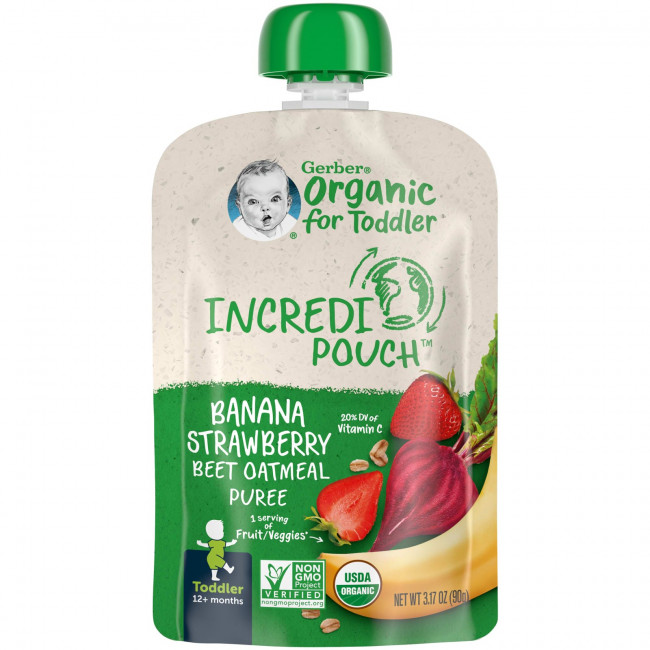 Gerber, Organic для малышей, от 12 месяцев, банан, клубника, свекла, овсяное пюре, 90 г (3,17 унции) Gerber, Organic для малышей, от 12 месяцев, банан, клубника, свекла, овсяное пюре, 90 г (3,17 унции)