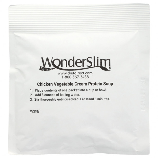 WonderSlim, протеиновый суп, курица и крем с овощами, 7 пакетиков по 23 г WonderSlim, протеиновый суп, курица и крем с овощами, 7 пакетиков по 23 г