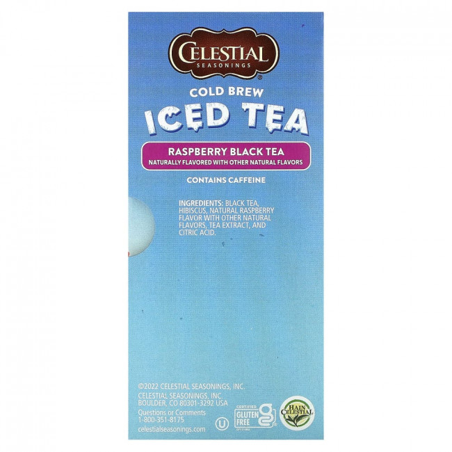 Celestial Seasonings, холодный чай со льдом, малина, черный чай, 18 чайных пакетиков, 41 г (1,44 унции)