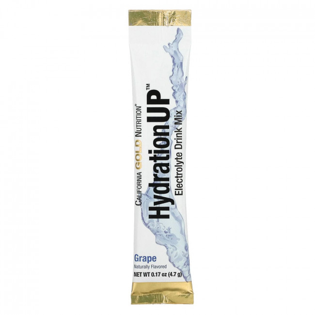 California Gold Nutrition, HydrationUP, смесь для приготовления электролитического напитка, со вкусом винограда, 20 пакетиков по 4,7 г (0,17 унции) California Gold Nutrition, HydrationUP, смесь для приготовления электролитического напитка, со вкусом винограда, 20 пакетиков по 4,7 г (0,17 унции)