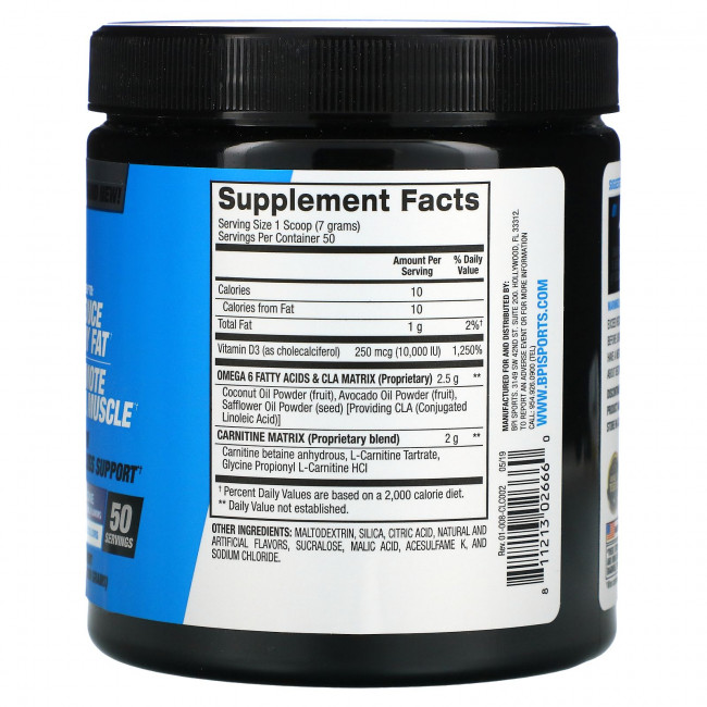 BPI Sports, CLA + карнитин, снежный конус, 300 г (10,58 унций)