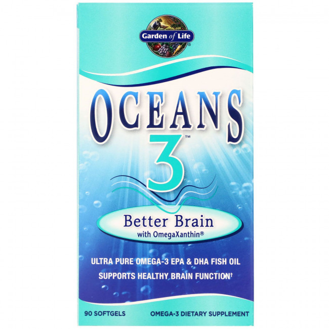 Garden of Life, Oceans 3, Better Brain with OmegaXanthin™, препарат для поддержки мозга с омега-ксантином , 90 мягких желатиновых капсул Garden of Life, Oceans 3, Better Brain with OmegaXanthin™, препарат для поддержки мозга с омега-ксантином , 90 мягких желатиновых капсул