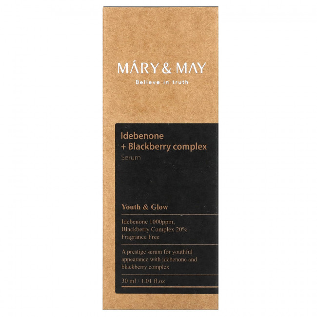 Mary&May, Комплексная сыворотка Idebenone + ежевика, 30 мл (1,01 жидк. Унции) Mary&May, Комплексная сыворотка Idebenone + ежевика, 30 мл (1,01 жидк. Унции)