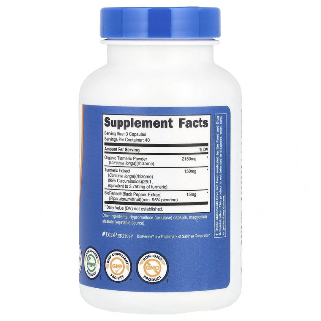 Nutricost, куркума, 2300 мг, 120 капсул (766 мг в 1 капсуле) Nutricost, куркума, 2300 мг, 120 капсул (766 мг в 1 капсуле)