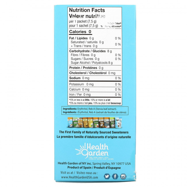 Health Garden, Без сахара, эритритол стевия, 40 пакетиков, 8,5 унции (240 г)
