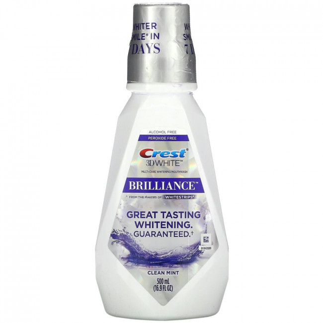 Crest, 3D White Brilliance, отбеливающий ополаскиватель для рта, без спирта, чистая мята, 500 мл (16,9 жидких унций) Crest, 3D White Brilliance, отбеливающий ополаскиватель для рта, без спирта, чистая мята, 500 мл (16,9 жидких унций)