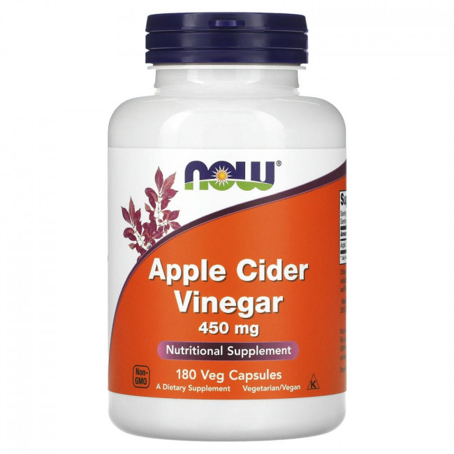 NOW Foods, яблочный уксус, 450 мг, 180 растительных капсул NOW Foods, яблочный уксус, 450 мг, 180 растительных капсул