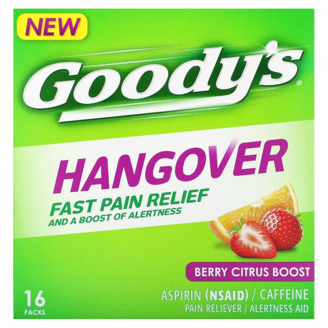 Goody's, Hangover, Fast Pain Relief, Berry Citrus Boost, 16 упаковок