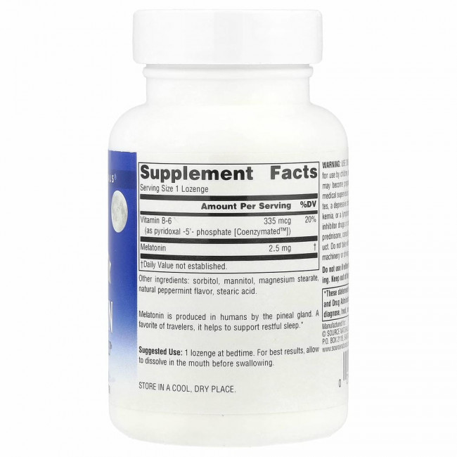 Source Naturals, Мелатонин, перечная мята, 2,5 мг, 240 пастилок