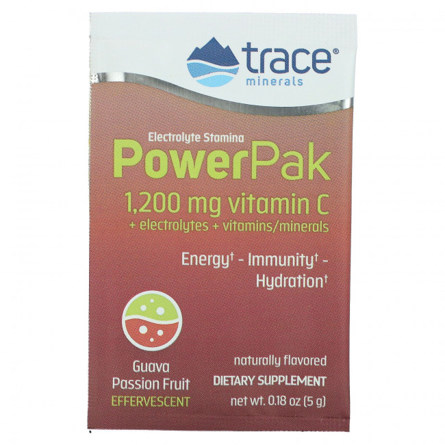 Trace Minerals ®, Electrolyte Stamina Power Pak, гуава и маракуйя, 30 пакетиков по 5 г (0,18 унции) Trace Minerals ®, Electrolyte Stamina Power Pak, гуава и маракуйя, 30 пакетиков по 5 г (0,18 унции)