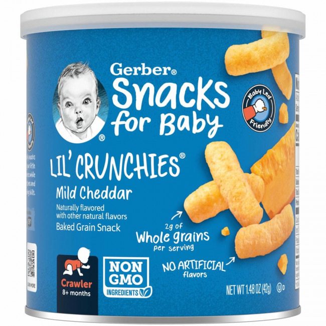 Gerber, Snacks for Baby, Lil 'Crunchies, снек из запеченного зерна, от 8 месяцев, мягкий чеддер, 42 г (1,48 унции) Gerber, Snacks for Baby, Lil 'Crunchies, снек из запеченного зерна, от 8 месяцев, мягкий чеддер, 42 г (1,48 унции)