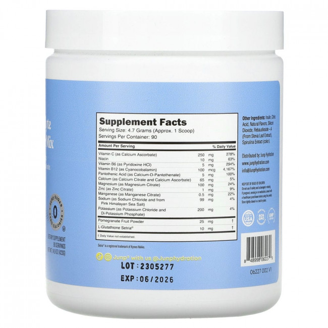 JUNP Hydration, Порошковая смесь электролитов, ягодный лимонад, 423 г (14,9 унции)