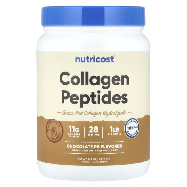 Nutricost, Collagen Peptides, шоколадные PB, 454 г (16,2 унции) Nutricost, Collagen Peptides, шоколадные PB, 454 г (16,2 унции)