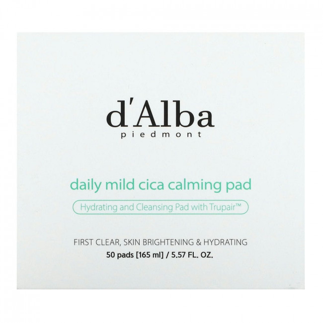 d'Alba, Daily Mild Cica Calming Pad, 50 Pads, 5.57 fl oz (165 ml)