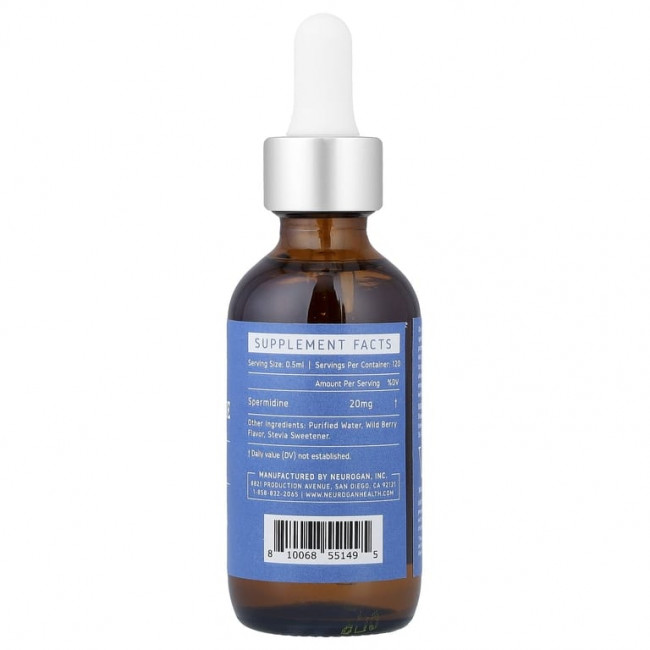 Neurogan Health, спермидин, капли, со вкусом лесных ягод, 20 мг, 60 мл (2 унции) Neurogan Health, спермидин, капли, со вкусом лесных ягод, 20 мг, 60 мл (2 унции)