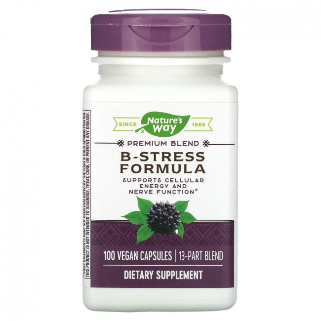 Nature's Way, B-Stress Formula, 100 веганских капсул Nature's Way, B-Stress Formula, 100 веганских капсул