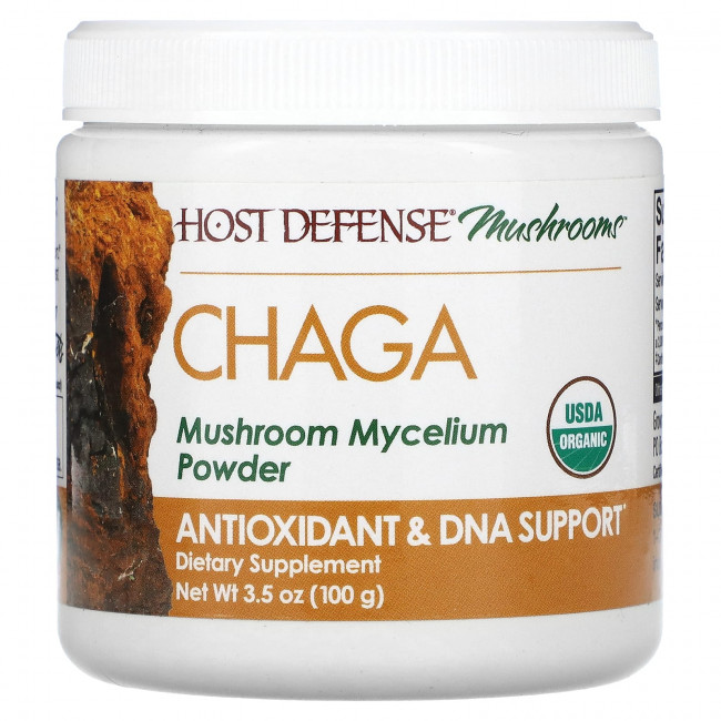 Fungi Perfecti Host Defense, Mushrooms, чага, порошок мицелия грибов, 100 г (3,5 унции) Fungi Perfecti Host Defense, Mushrooms, чага, порошок мицелия грибов, 100 г (3,5 унции)