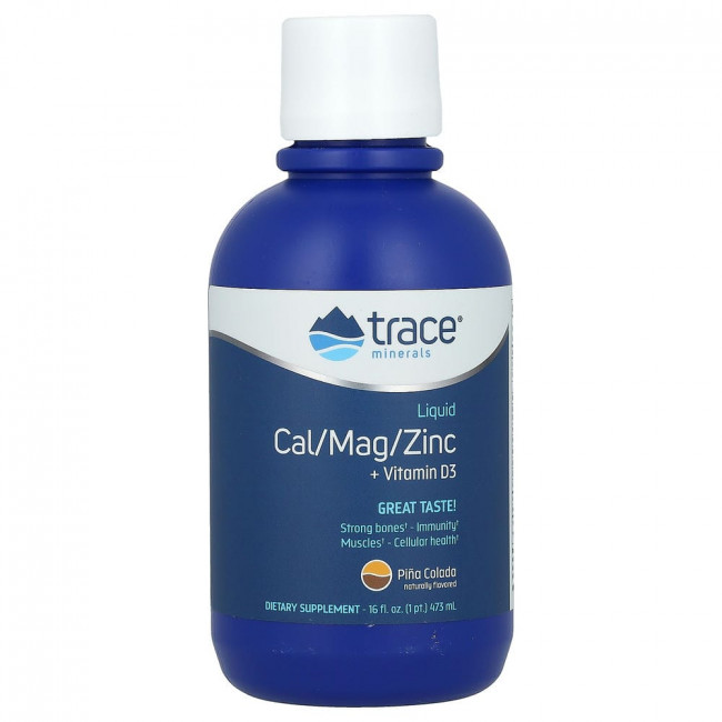 Trace Minerals ®, Liquid Cal/Mag/Zinc + Vitamin D3, Pina Colada, 16 fl oz (473 ml)