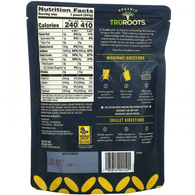 TruRoots, Organic, смесь киноа и коричневого риса, обжаренный чеснок, 241 г (8,5 унции) TruRoots, Organic, смесь киноа и коричневого риса, обжаренный чеснок, 241 г (8,5 унции)