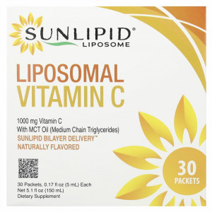 SunLipid, липосомальный витамин C, с натуральными ароматизаторами, 30 пакетиков по 5,0 мл (0,17 унции)