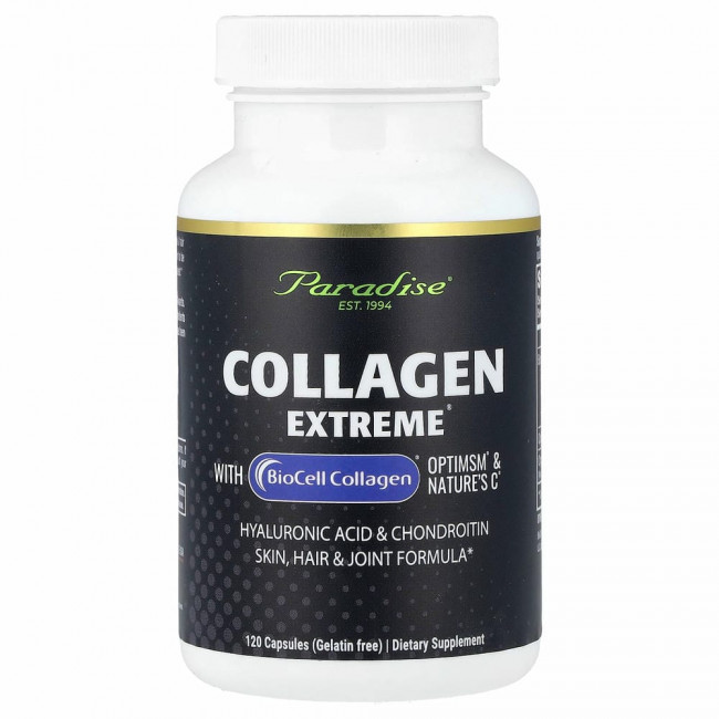 Paradise Herbs, Collagen Extreme с коллагеном BioCell, OptiMSM и натруальным витамином C, 120 капсул Paradise Herbs, Collagen Extreme с коллагеном BioCell, OptiMSM и натруальным витамином C, 120 капсул