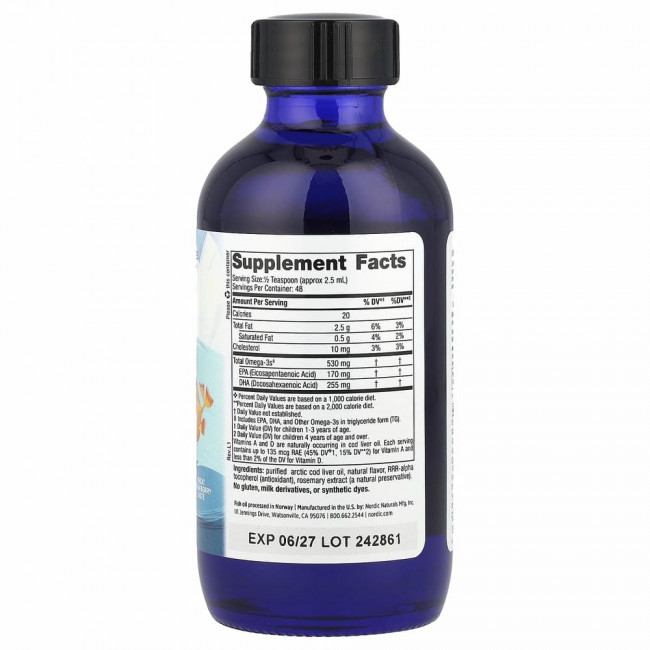 Nordic Naturals, ДГК для детей от 1 до 6 лет, со вкусом клубники, 530 мг, 119 мл (4 жидк. унции)