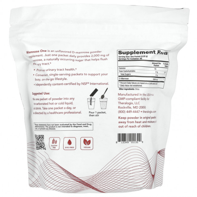Theralogix, Манноза 1, 90 пакетиков (2,22 г) каждый