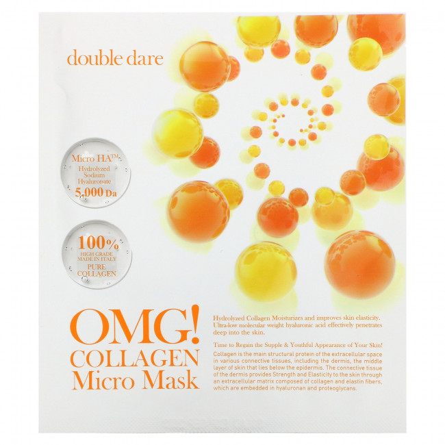 Double Dare, OMG! Коллагеновая микро-косметическая маска, 1 шт., 28 г (0,98 унции) Double Dare, OMG! Коллагеновая микро-косметическая маска, 1 шт., 28 г (0,98 унции)