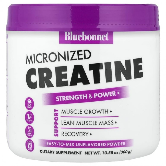 Bluebonnet Nutrition, микронизированный креатин в порошке, без добавок, 300 г (10,58 унции) Bluebonnet Nutrition, микронизированный креатин в порошке, без добавок, 300 г (10,58 унции)