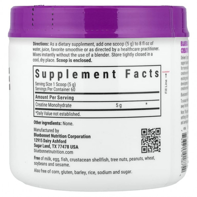Bluebonnet Nutrition, микронизированный креатин в порошке, без добавок, 300 г (10,58 унции) Bluebonnet Nutrition, микронизированный креатин в порошке, без добавок, 300 г (10,58 унции)