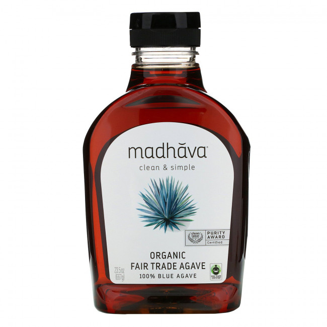 Madhava Natural Sweeteners, Органическая сырая голубая агава, сертификат справедливой торговли, 667 г (1,5 фунта) Madhava Natural Sweeteners, Органическая сырая голубая агава, сертификат справедливой торговли, 667 г (1,5 фунта)