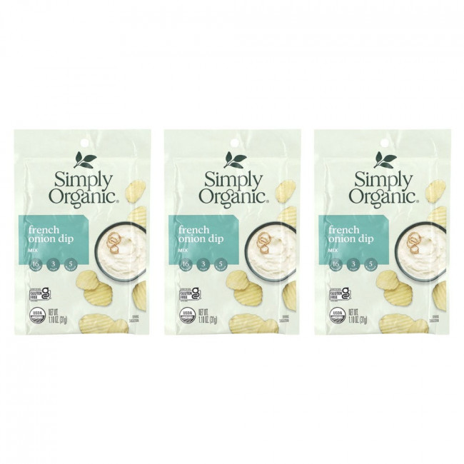Simply Organic, French Onion Dip Mix, 3 Packets, 1.10 oz (31 g) Each