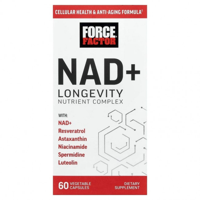 Force Factor, NAD + Longevity Nutrient Complex, 60 растительных капсул Force Factor, NAD + Longevity Nutrient Complex, 60 растительных капсул