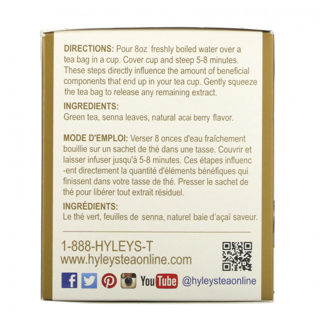 Hyleys Tea, Slim Tea, ягоды асаи, 25 чайных пакетиков в фольгированных пакетиках, по 1,5 г (0,05 унции) Hyleys Tea, Slim Tea, ягоды асаи, 25 чайных пакетиков в фольгированных пакетиках, по 1,5 г (0,05 унции)