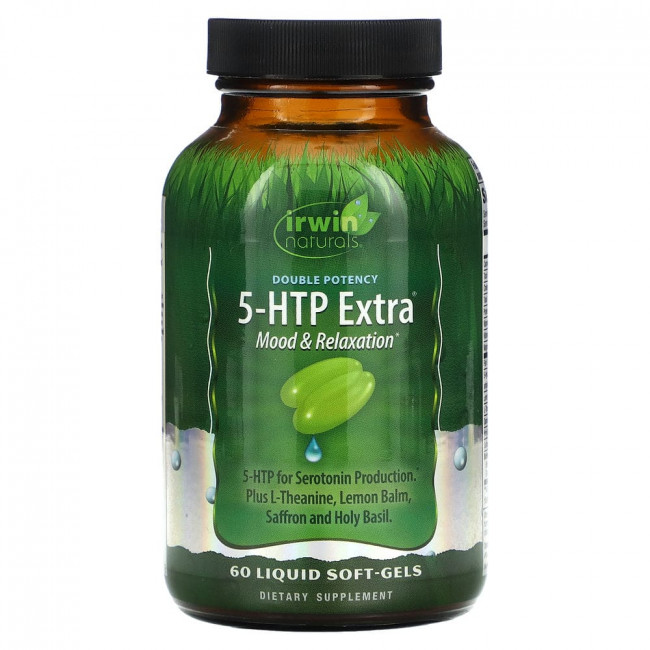 Irwin Naturals, Двойная эффективность, 5-гидрокситриптофан Экстра, 60 мягких желатиновых капсул с жидким наполнением