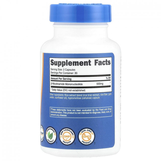 Nutricost, NMN, 60 капсул (250 мг на капсулу)