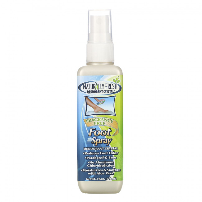 Naturally Fresh, Спрей для ног, дезодорант с кристаллами, без отдушек, 120 мл (4 жидк. Унции) Naturally Fresh, Спрей для ног, дезодорант с кристаллами, без отдушек, 120 мл (4 жидк. Унции)