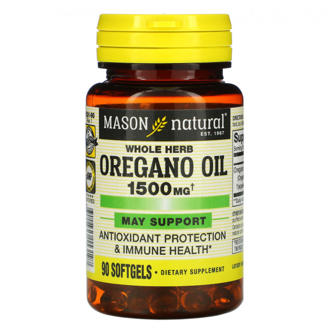 Mason Natural, Масло орегано из цельных трав, 1500 мг, 90 мягких таблеток Mason Natural, Масло орегано из цельных трав, 1500 мг, 90 мягких таблеток