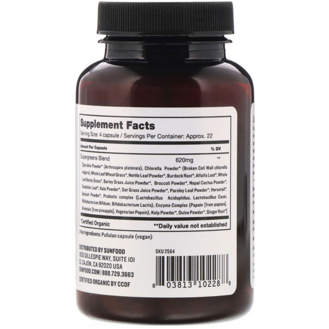 Sunfood, Supergreens Capsules, 155 mg, 90 Count Sunfood, Supergreens Capsules, 155 mg, 90 Count
