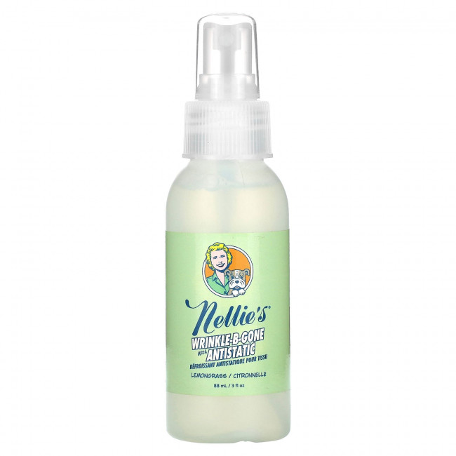 Nellie's, Wrinkle-B-Gone с антистатиком, лемонграсс, 88 мл (3 жидк. Унции)