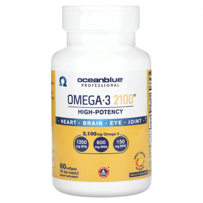 OceanBlue, Professional, Omega-3 2100, High-Potency, Natural Orange, 60 Softgels