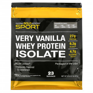 California Gold Nutrition, Изолят сывороточного протеина с ванильным вкусом, 907 г (2 фунта) California Gold Nutrition, Изолят сывороточного протеина с ванильным вкусом, 907 г (2 фунта)