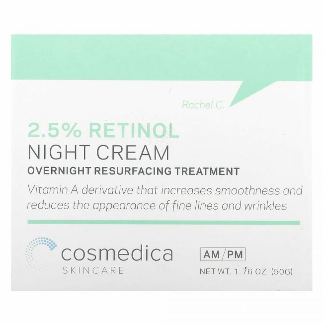 Cosmedica Skincare, Ночной крем с 2,5% сывороткой ретинола, ночная омолаживающая процедура, 50 г (1,76 унции) Cosmedica Skincare, Ночной крем с 2,5% сывороткой ретинола, ночная омолаживающая процедура, 50 г (1,76 унции)
