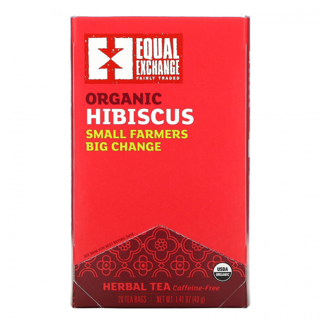 Equal Exchange, Органический травяной чай из гибискуса, без кофеина, 20 чайных пакетиков, 40 г (1,41 унции) Equal Exchange, Органический травяной чай из гибискуса, без кофеина, 20 чайных пакетиков, 40 г (1,41 унции)