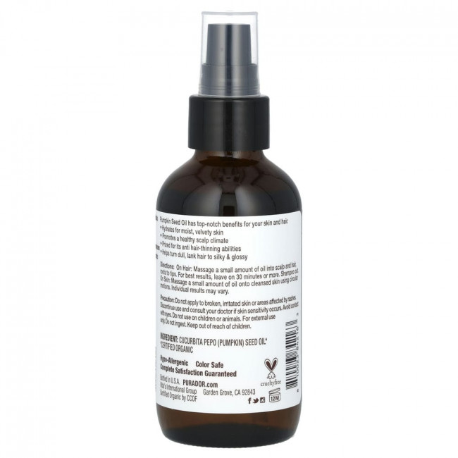 Pura D'or, Organic Pumpkin Seed Oil, 4 fl oz (118 ml)