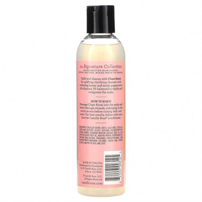Camille Rose, Clean Rinse, увлажняющий и очищающий шампунь, мед и перечная мята, 240 мл (8 унций)