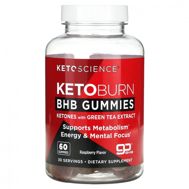 Keto Science, Keto Burn BHB Gummies, Raspberry, 60 Gummies
