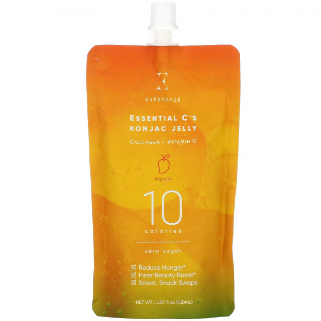 Everydaze, Essential C's Konjac Jelly, манго, 4 пакетика, 150 мл (5,07 жидк. Унции) Everydaze, Essential C's Konjac Jelly, манго, 4 пакетика, 150 мл (5,07 жидк. Унции)