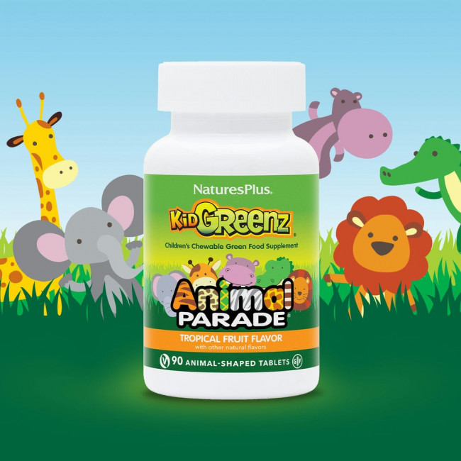 NaturesPlus, Source of Life, Animal Parade, Kid Greenz, вкус натуральных тропических фруктов, 90 животных NaturesPlus, Source of Life, Animal Parade, Kid Greenz, вкус натуральных тропических фруктов, 90 животных